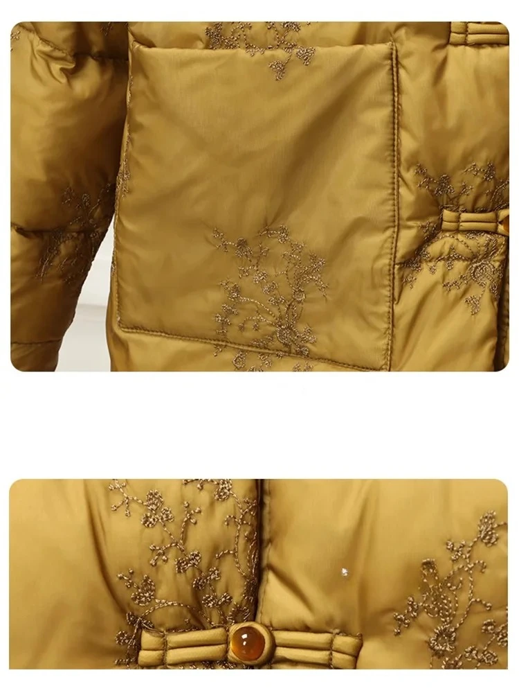 เสื้อแจ็คเก็ตพัฟเฟอร์คอตั้งสำหรับผู้หญิง รุ่นสั้น อุ่นสบาย สำหรับฤดูใบไม้ร่วงและฤดูหนาว ปี 2025 สไตล์เรโทร น้ำหนักเบาพิเศษ บุด้วยขนเป็ดขาว