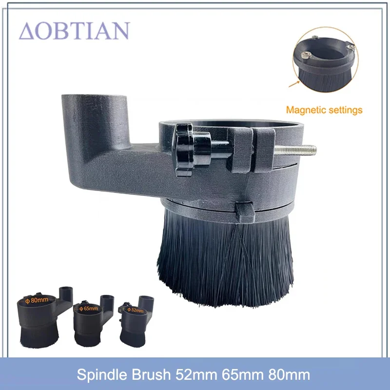 Spindle Brush 52mm 65mm 80mm Dust Collector Dust Cover Brush For CNC Spindle Motor Milling Machine Router Brush Cleaner