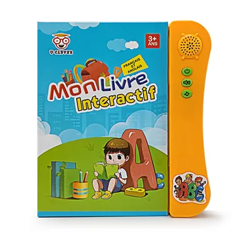 프랑스어 및 영어 이중 언어 손가락 읽기 어린이 음성책, 지능형 학습 장난감, 프랑스어 전자책 조기 교육 도구