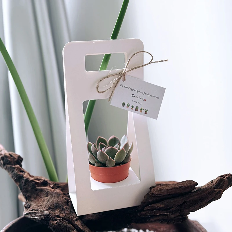 NEW Double Sided Water Proof Kraft Paper Portable Flower Basket Bouquet Handle Carton Creative Bouquet Holiday Gift Wrapping Box
