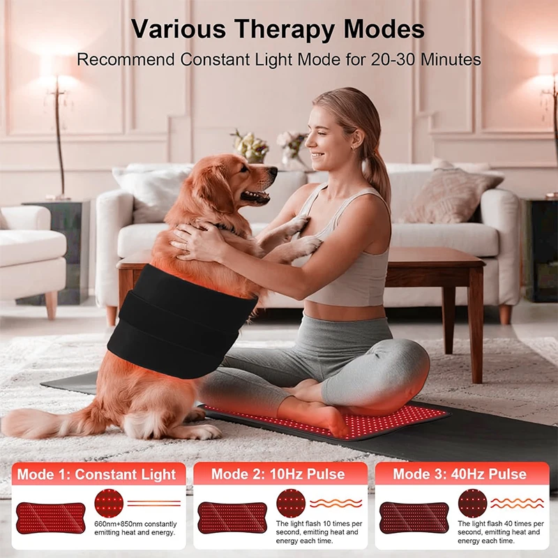 Infrared Red  LED Light Therapy Belt Heating Pad Dual Chip 210 LEDs 660nm&850nm Wearable for Whole Body with Remote Control