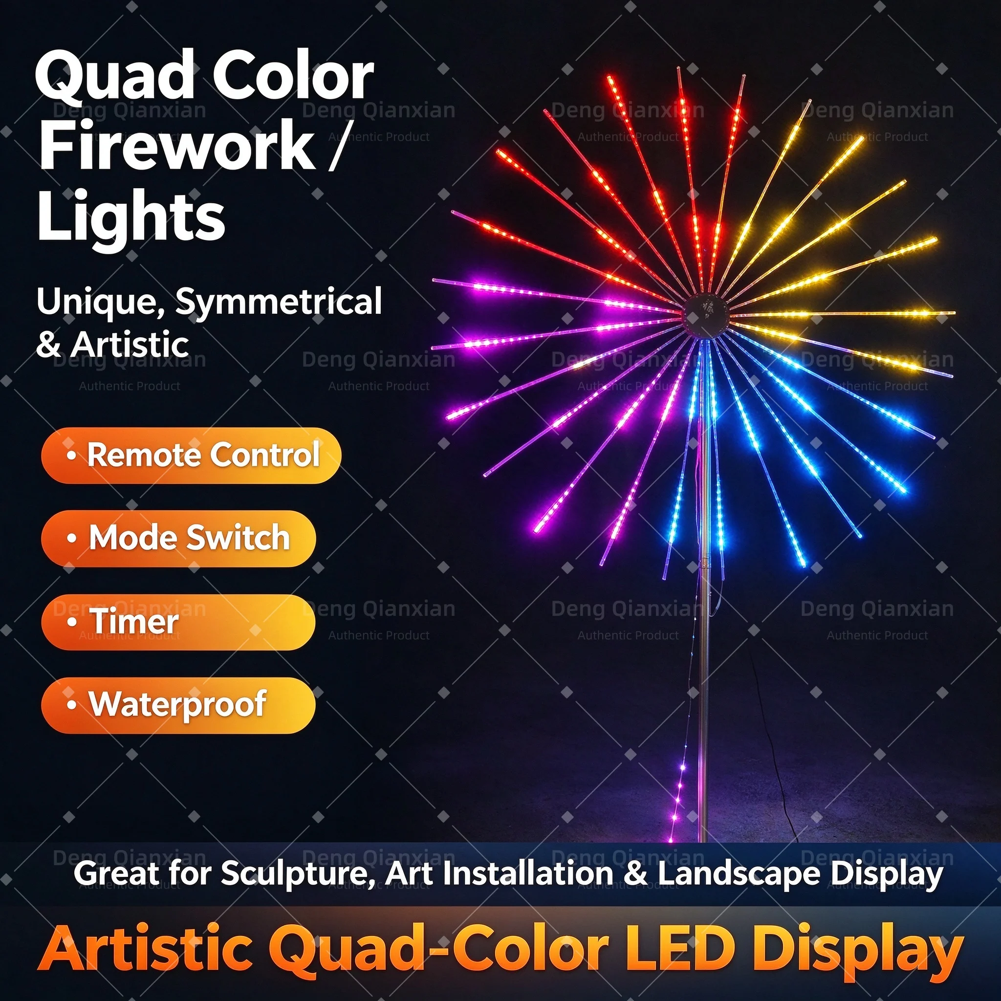 Remote APP Control Firework String Lights, Programmable RGB Dynamic Effects, Waterproof Outdoor Garden Decorative Lights