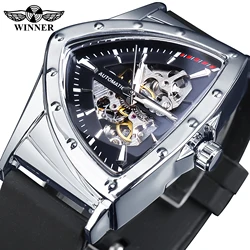 WINNER – montre-bracelet pour homme, modèle sportif, mécanique, transparente, triangulaire, automatique, militaire, avec pointeurs lumineux