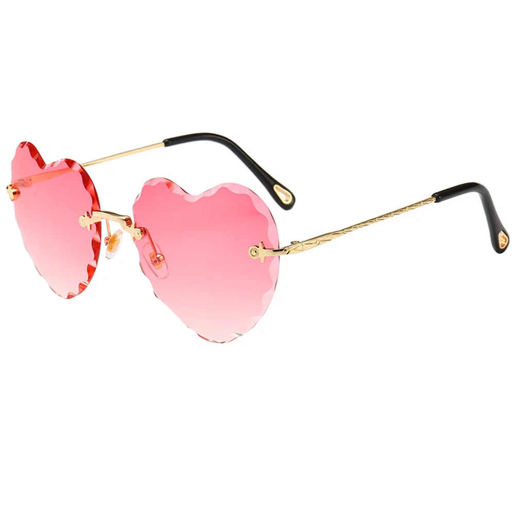

Rimless Sunglasses Retro Trendy Partybrille Lightweight Durable Heart Shaped Anti UV Glasses Stylish Photo Prop Accessories