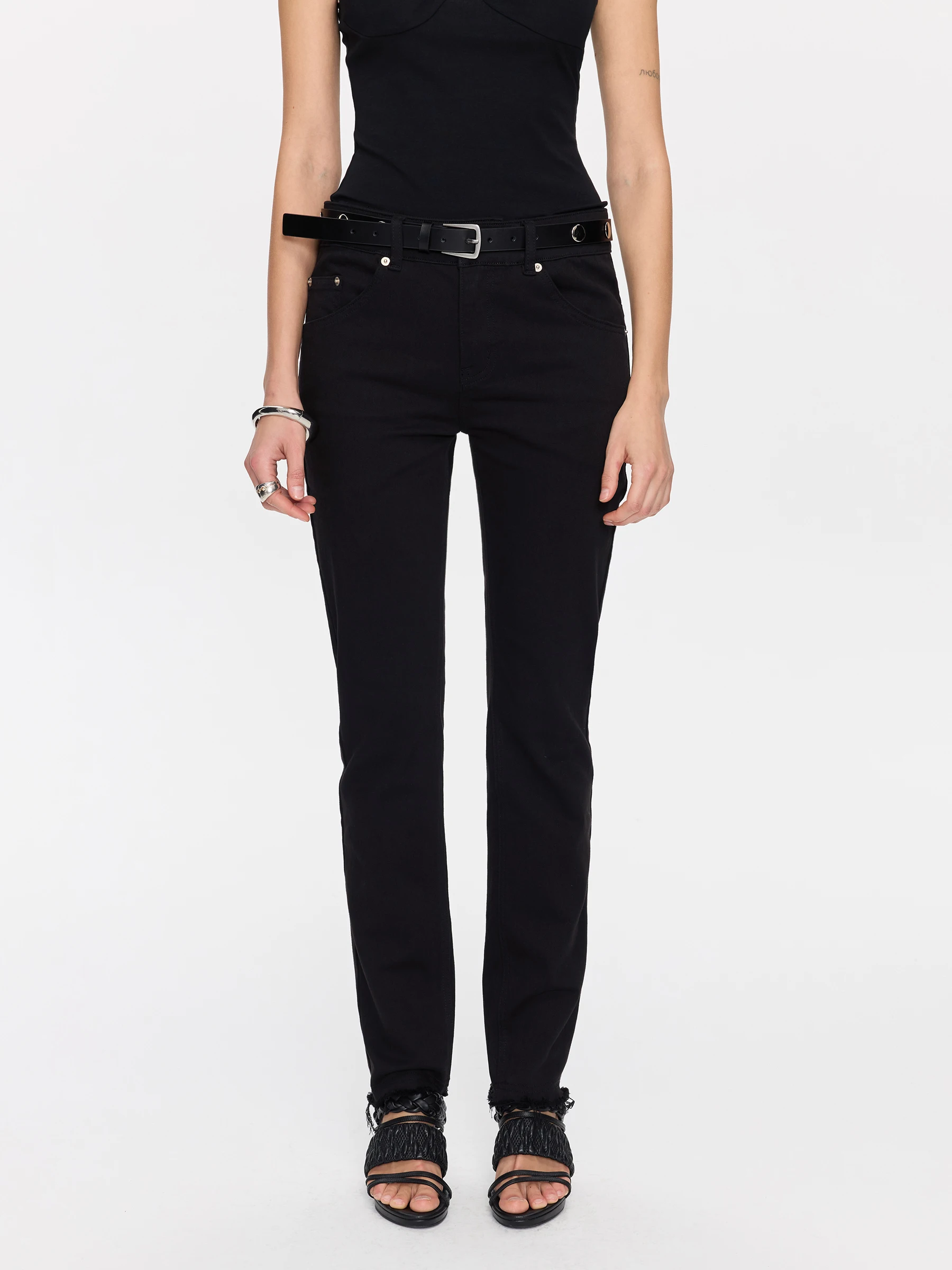 

Low Waist Straight Leg Elastic Casual Spring Summer Lyuocheng Pencil Jeans Women's Cotton Stretchy Trousers