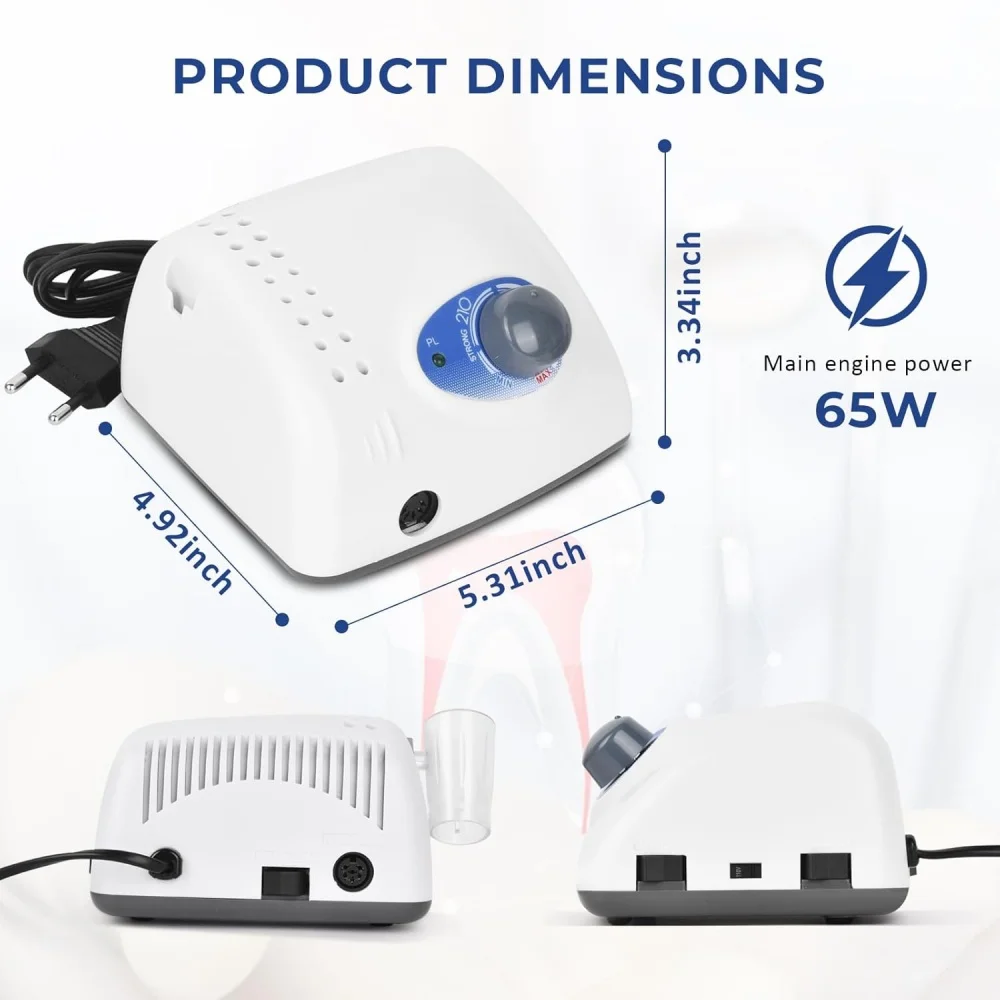 Ponceuse à ongles électrique 65 W de haute qualité, puissante, 210 W, appareil de manucure et pédicure, 40 K, 105 L, poignée de polissage, fraise, lime à ongles