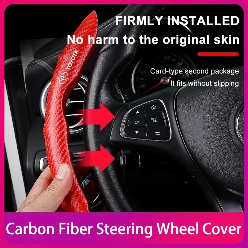 

Car Carbon Fiber Non-slip Steering Wheel protective Cover Interior Accessories For Toyota Prado Rav4 Yaris Hilux Prius Avensis