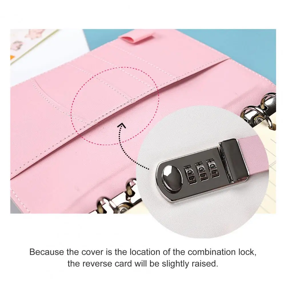 Student\'s Writing Notebook Lock Diary Multifunctional Loose Leaf Waterproof Cartoon Password Lock Notebook for Student Kids Gift