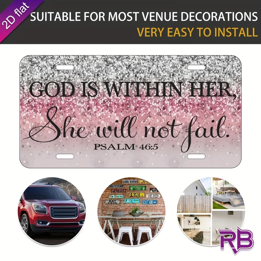 2D Flat, 1pc Aluminum Metal Sign with Inspirational Bible Quote 