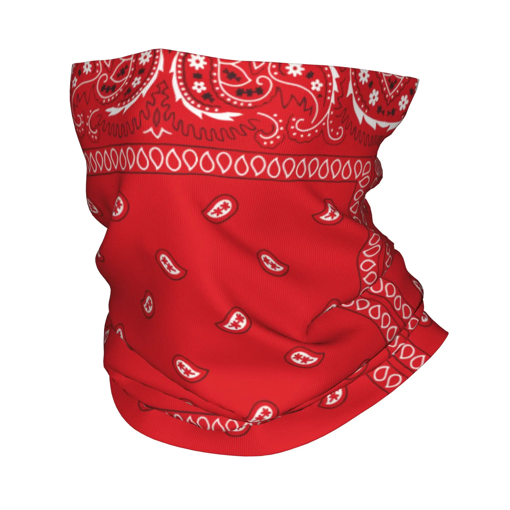 Custom Colorful Retro Paisley Red Neck Gaiter Women Men UV Protection Winter  Bandana Scarf for Cycling