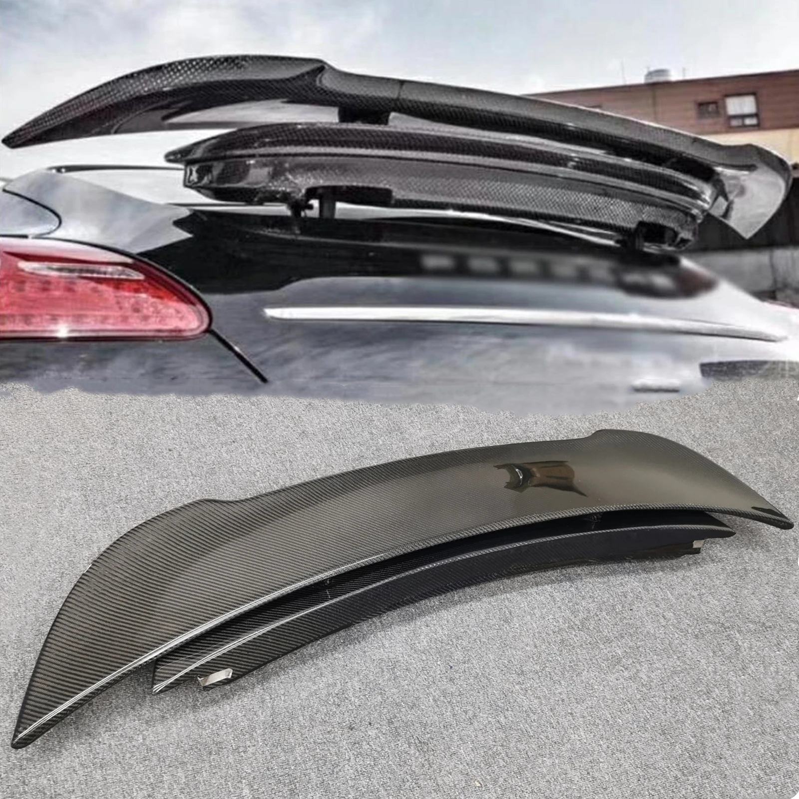 Carbon Fiber Car Rear Spoiler Wing Trunk Lid Roof Cover Tail Flap Lip Canard Trim For Porsche Panamera 970.1 2010-2013