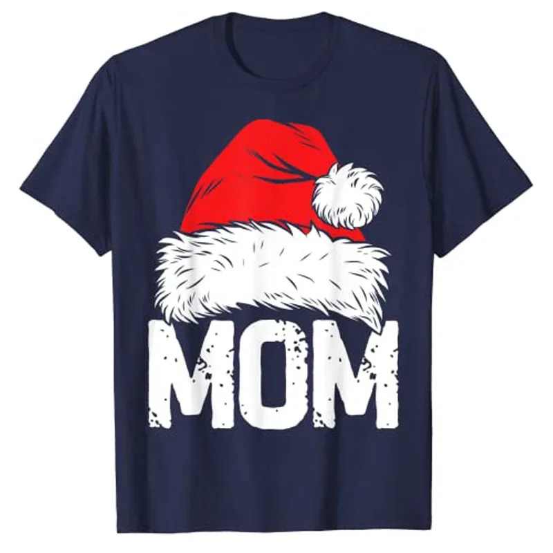 Mom Santa Dad-Santa Christmas Family Matching Pajamas Papa Xmas Mother Father T-Shirt Gifts for Mom Daddy Mama Graphic Tee Tops