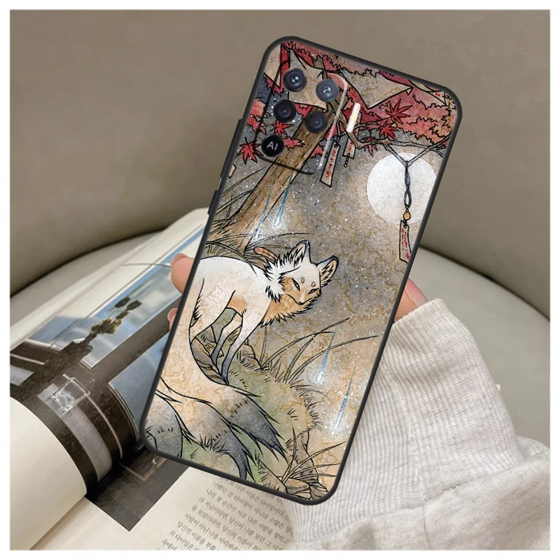 Kitsune Fox Art Case For Oppo A74 A94 A54 A18 A38 A58 A78 A98 A80 A60 A40 A96 A76 A16 A15 A17 A57 A77 A5 Pro