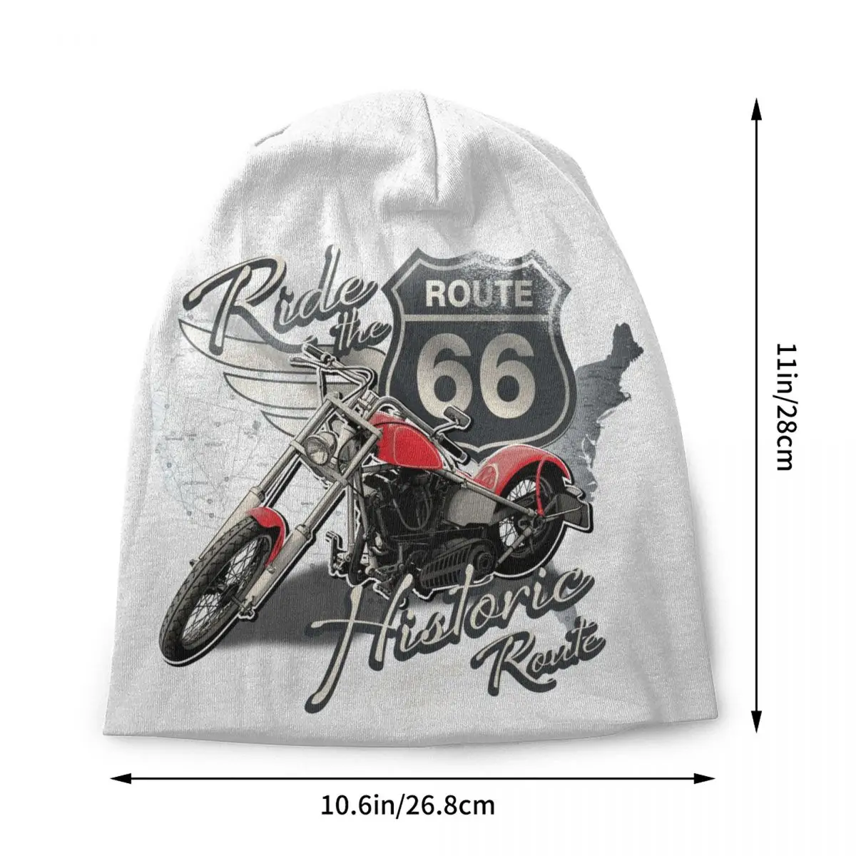 US 66 Biker Skullies Beanies Caps Hip Hop Winter Warm Women Men Knit Hats Adult Route 66 America Highway Motorcycle Bonnet Hats