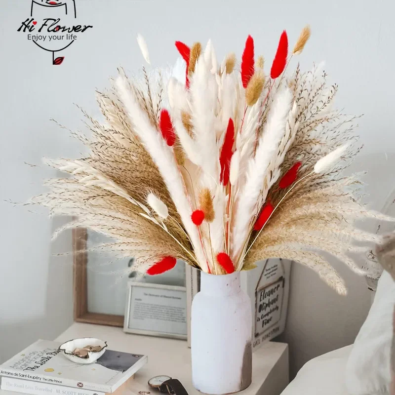 

Dried Flowers Natural Fluffy Pampas Bouquet Wedding Party Decoration Accessories Artificial Plants Whisk Bunny Tails Home Decor