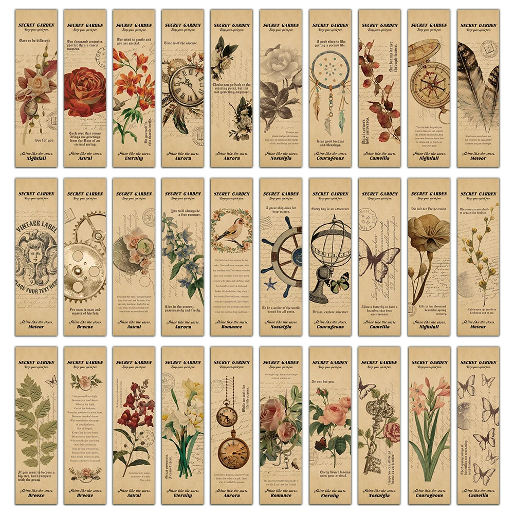 30PCS Creative Chinese Style Nostalgic Paper Bookmarks Exquisite Classical Creative Gifts Minimally Marked Bookmarks