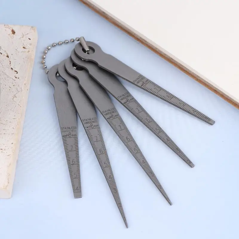 5Pcs High Precision Feeler Measuring Tool Stainless Steel Welding Taper Feeler Gauge Rulers Hole Inspection Tool 1-8mm