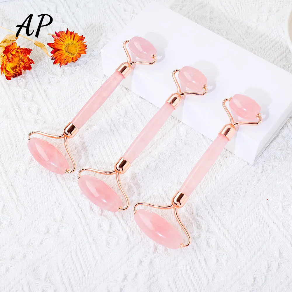 

1set High Quality Natural Stone Rose Quartz Facial Jade Roller Crystal Massager Healing Gemstone Women Beauty Product