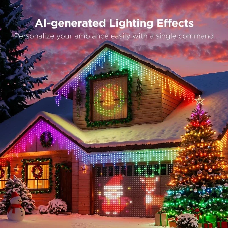 Guirnaldas de luces navideñas con función de control remoto, decoración LED inteligente para árboles interiores y exteriores, Control por aplicación