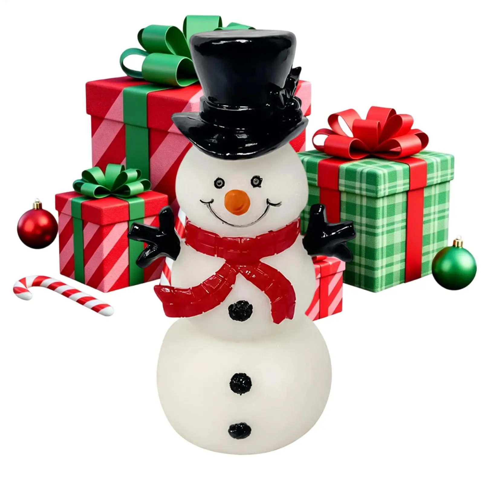 Christmas Snowman Night Light Ornament Resin Farmhouse Handcrafted Snowman Lamp Cute Mini Snowman Bedside Lamp Night Light