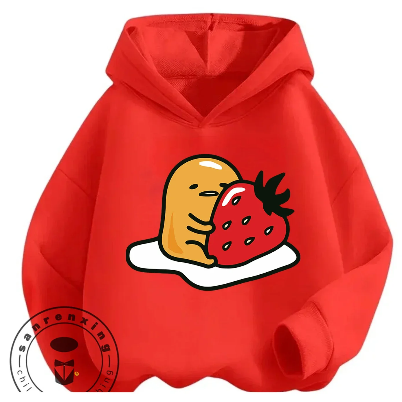 

Осенне-зимняя модная толстовка Gudetama для мальчиков и девочек 3-14 лет, милая, кавайная, с мультяшным принтом, уличная, для активного отдыха, повседневная, уютная, стильная