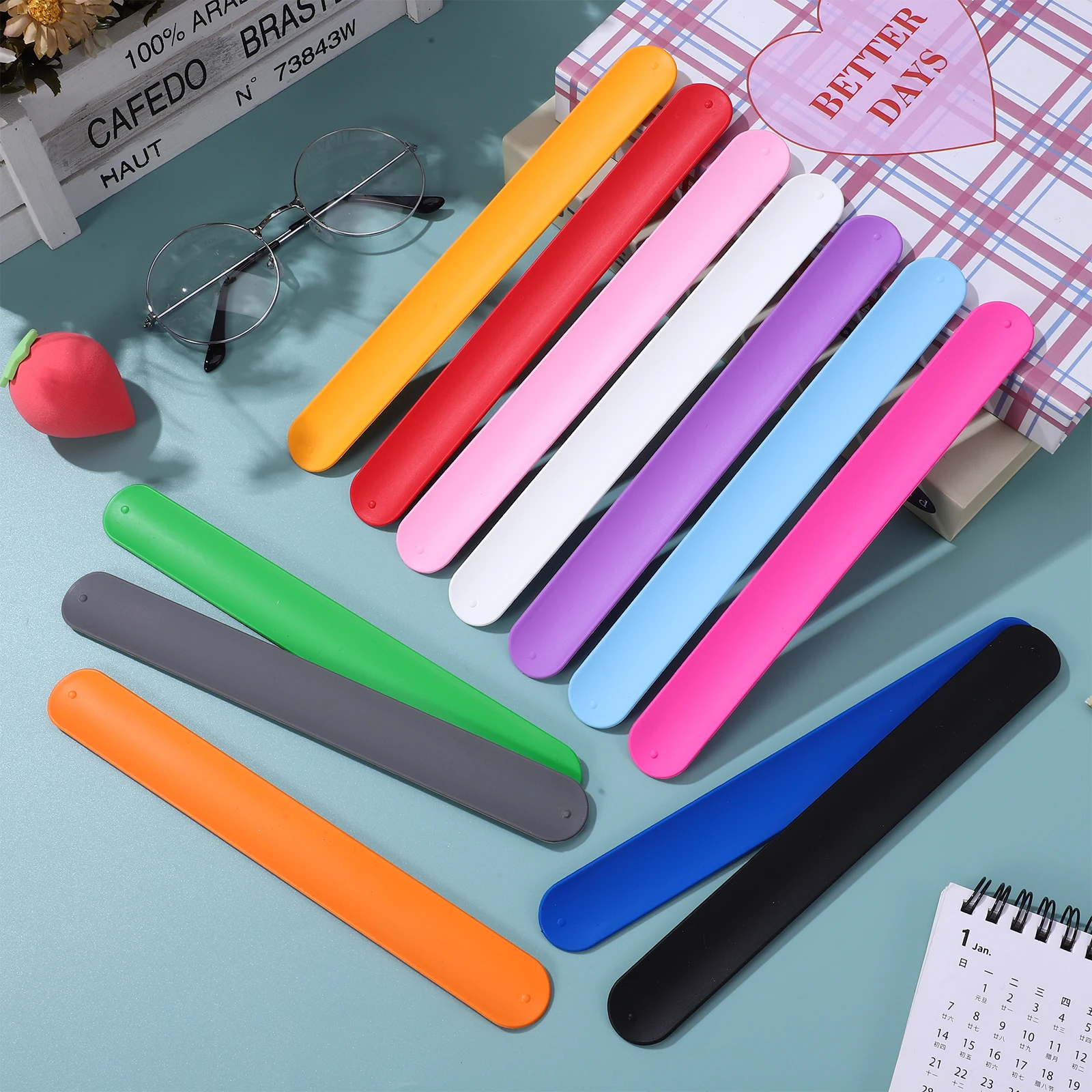 12pçs pulseiras coloridas de tapa de silicone, pulseiras de pressão para lembrancinhas de festa, faixas de papel de embrulho, faixas confortáveis e duráveis