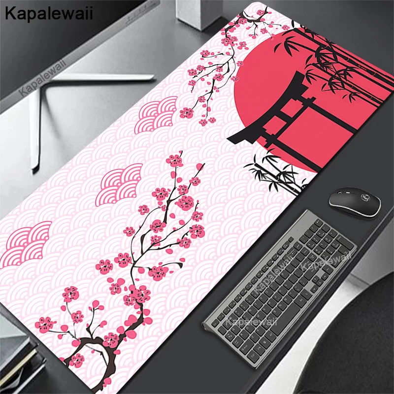 

Pink Sakura Mouse Pad Gamer Big Mousepad Cherry Blossom Art PC Deskpad 100x50 Flower Desk Mat Office Computer Mausepad XXL 90x40