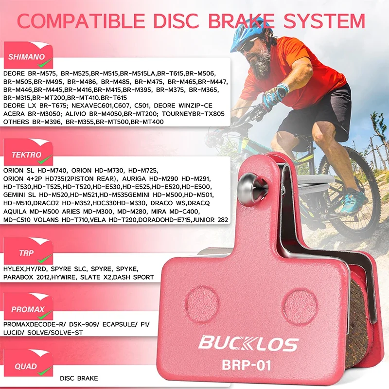 BUCKLOS Bike Brake Pads MTB Bicycle Hydraulic Disc Brake Pads Multi-Metallic Fit B01S Mountain Bike Brake Pads for SHIMANO MT200