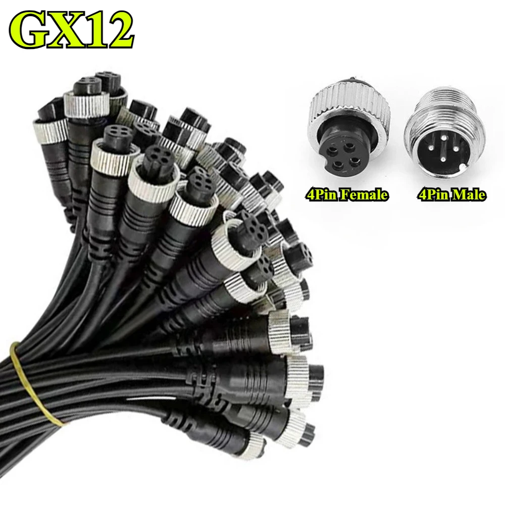 5Pcs/lot 4Pin Aviation Signal Cable Male / Female Plug GX12 for Car Camera/ DVR Video Camera & CCTV Monitor & Subwoofer