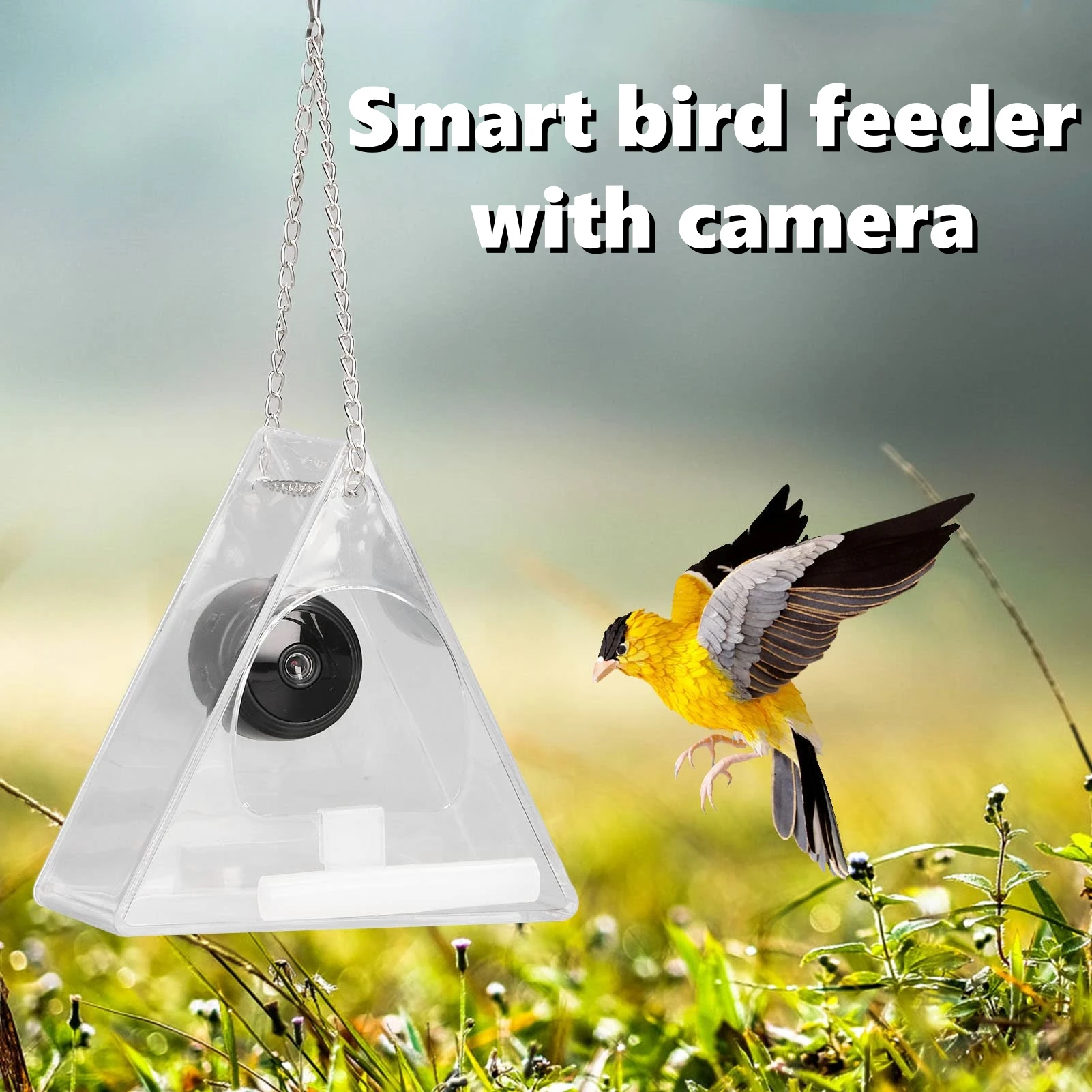 

Smart Bird Feeder With 1080P Camera Feeding Tool Outdoor Bird Feeder Hanging Nut Feeding Multiple Hole Dispenser Food Container