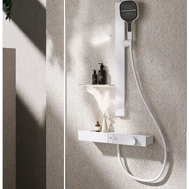 Bath Shower Set Constant Temperature All Copper Minimalist Feature Lifting Belt Storage Platform