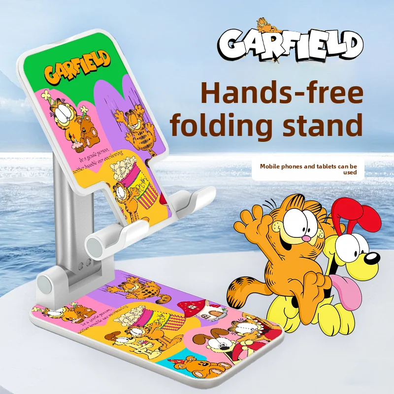 Garfield animation cartoon cute desktop multifunctional phone stand kawaii foldable adjustable universal phone holder wholesale view 2