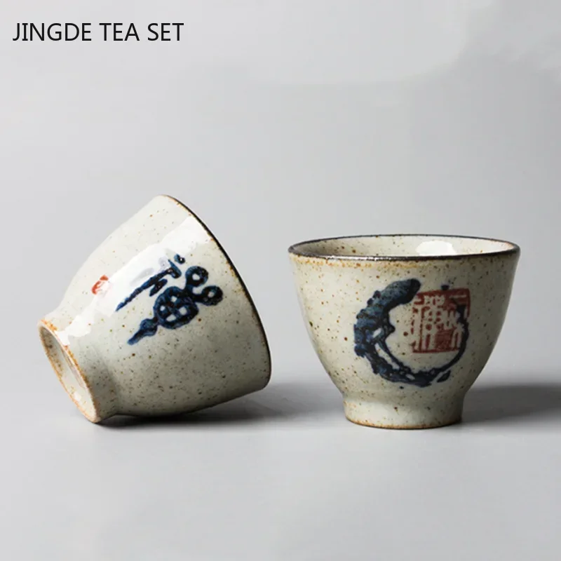 Chinese Handmade Ceramic Teacup Office Pottery Coffee Cup Travel Tea Bowl Boutique Tea Set Accessories Master Teacups 60ml