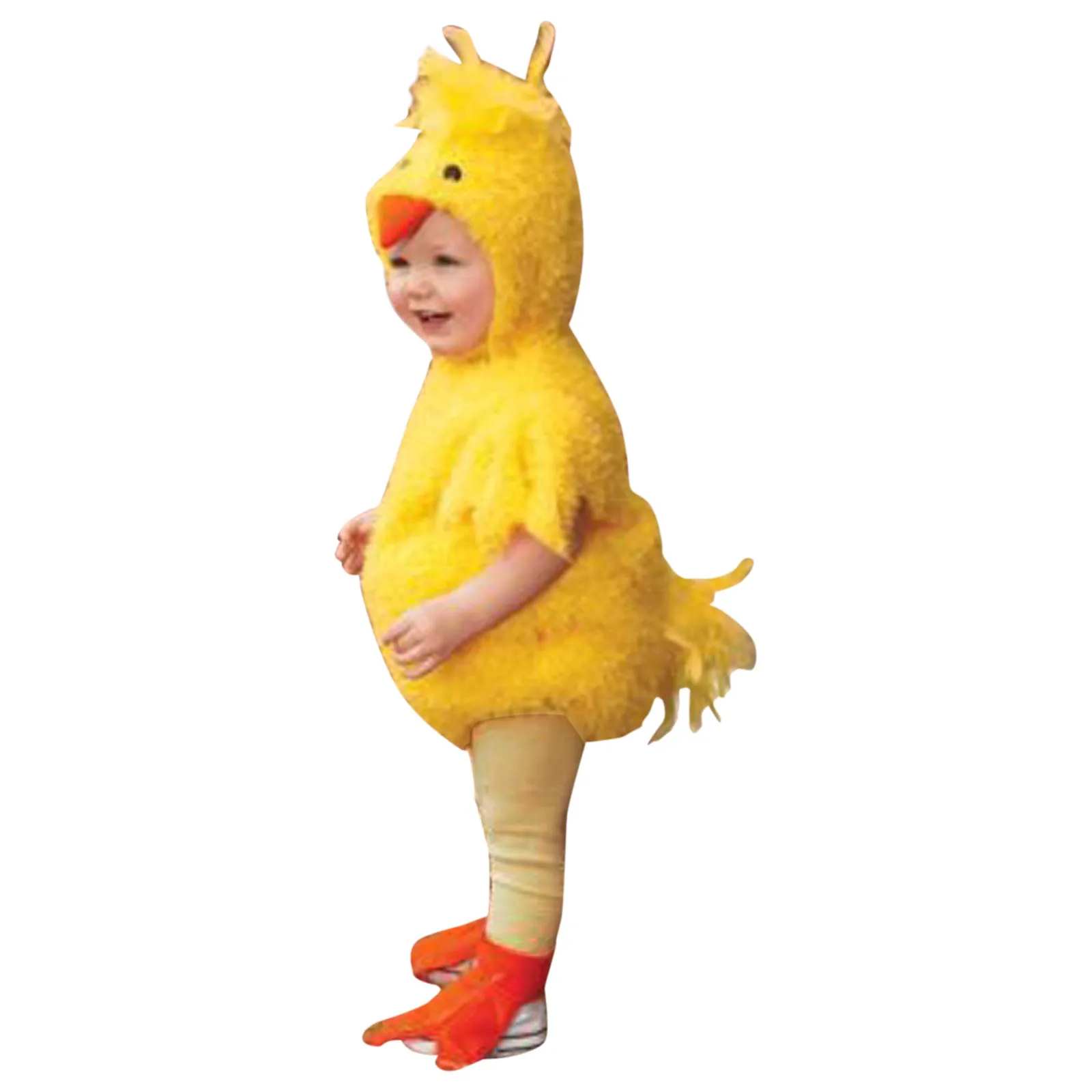 New Infant Boys Girls Cosplay Chicken Animal Costume Winter Fleece Hooded Romper Bodysuits Pants Foot Sleeve Costumes Outfits