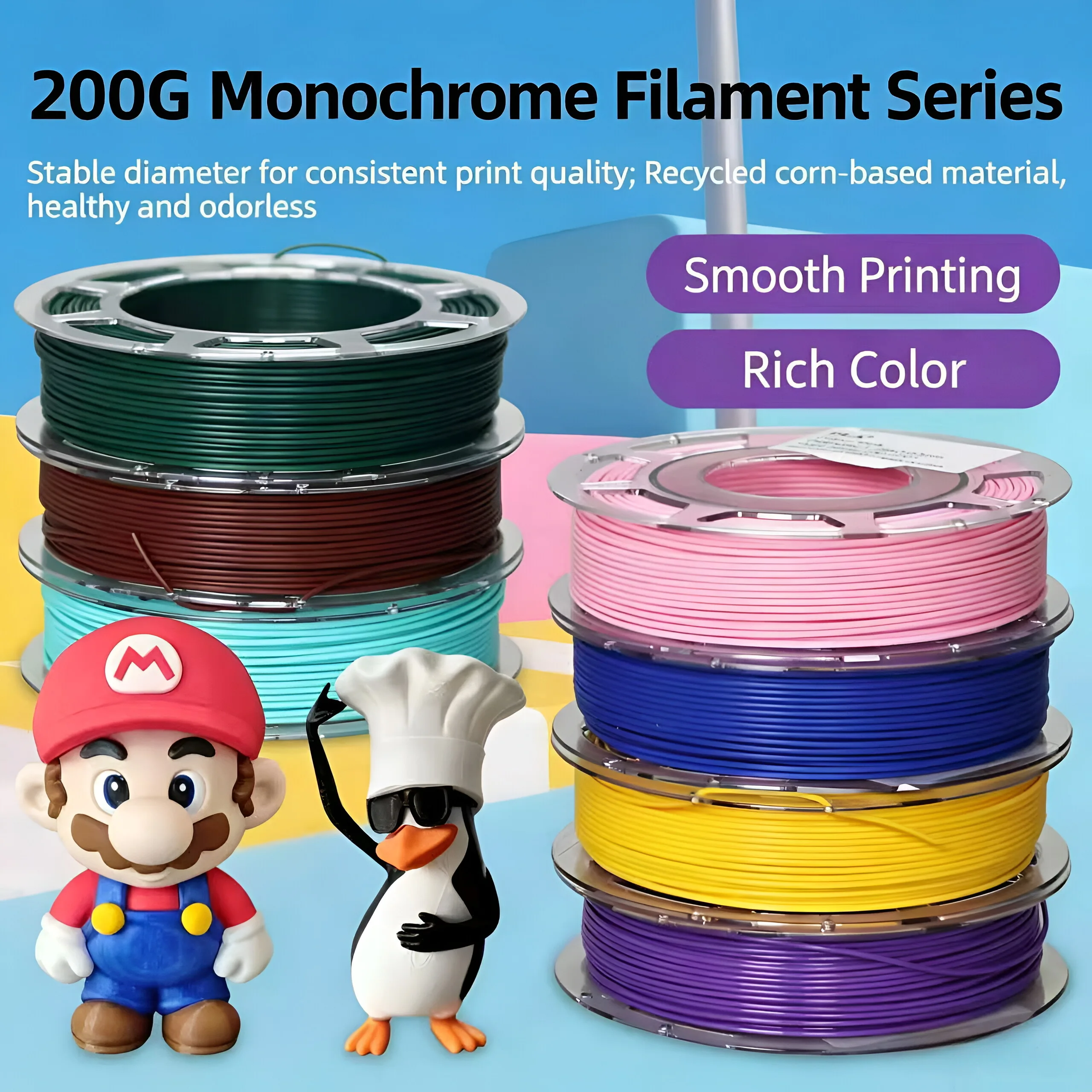 200g PLA Plus Filament 1,75mm Musterspule für FDM 3D-Drucker, Hochpräzise ±0,02mm Testpackung Druckmaterial