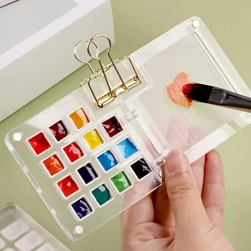 8 /15 Grids Watercolor Paint Palette Case Multi-compartment Acrylic Tray Travel Watercolor Tray for Traveling Outdoor Home