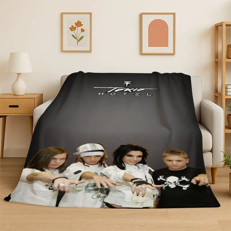 Rock Band Tokio Hotel Bill Kaulitz Flannel Blanket Soft Warm Throw Blanket for Bedroom Living Room Bed Travel Camping Picnic