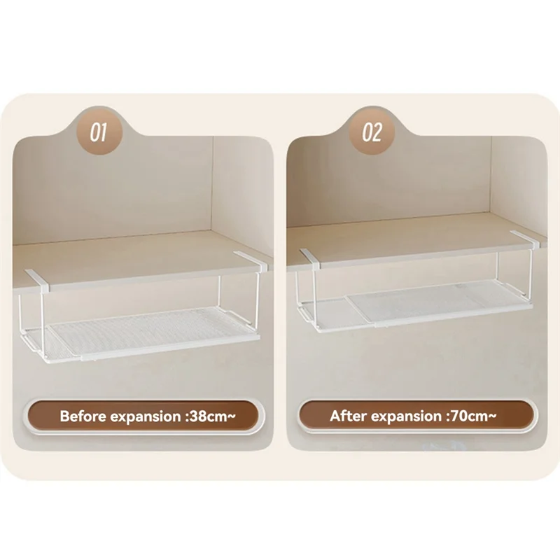 【Rushed】Hanging Cabinet Hanging Kitchen Shelf Retractable Storage Hanging Basket Telescopic Range Of 38-70Cm