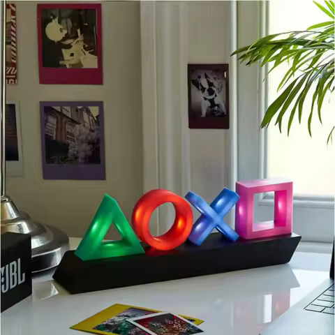For PS4/PS5 Game Icon Lamp Sign Sound Control Decorative Lamp Colorful Lampstand 2Types Table top atmosphere small night light