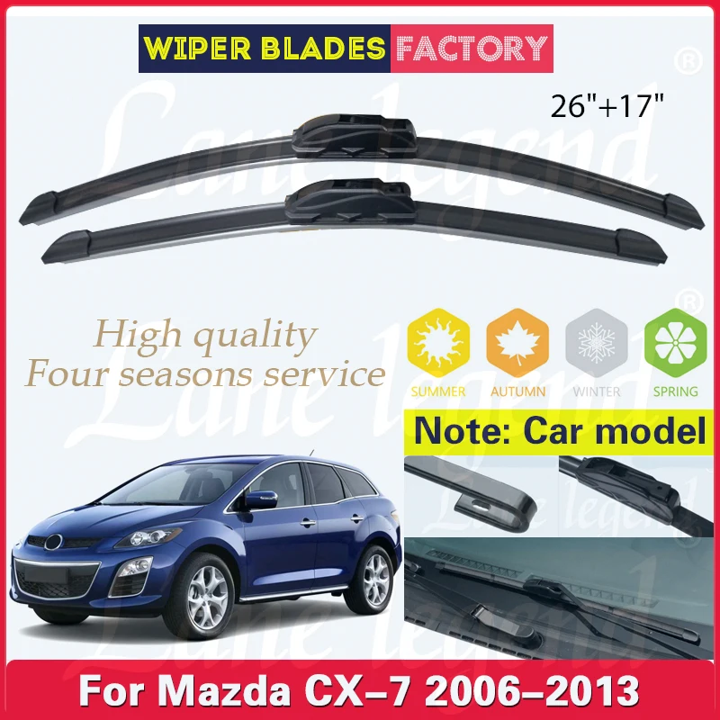 

Щетки стеклоочистителя переднего лобового стекла для Mazda CX-7 CX7 2006 - 2013 2012 2011, стеклоочистители, U-образные J-образные крючки, 26 + 17 дюймов, автомобильные аксессуары