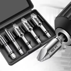 5Pcs Damaged Screw Extractor Drill Bit High Speed Steel Double Easily Take Out Side Drill Out Broken Screw Remover Bolt