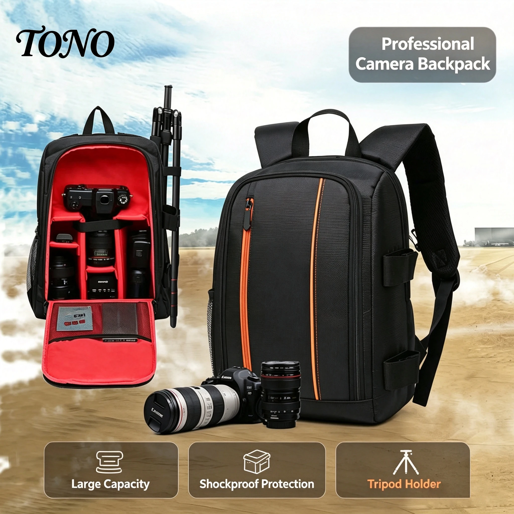 Professional Waterproof Shockproof Camera Backpack DSLR Photography Travel Bag Digital Device Storage Case for Canon Nikon Sony