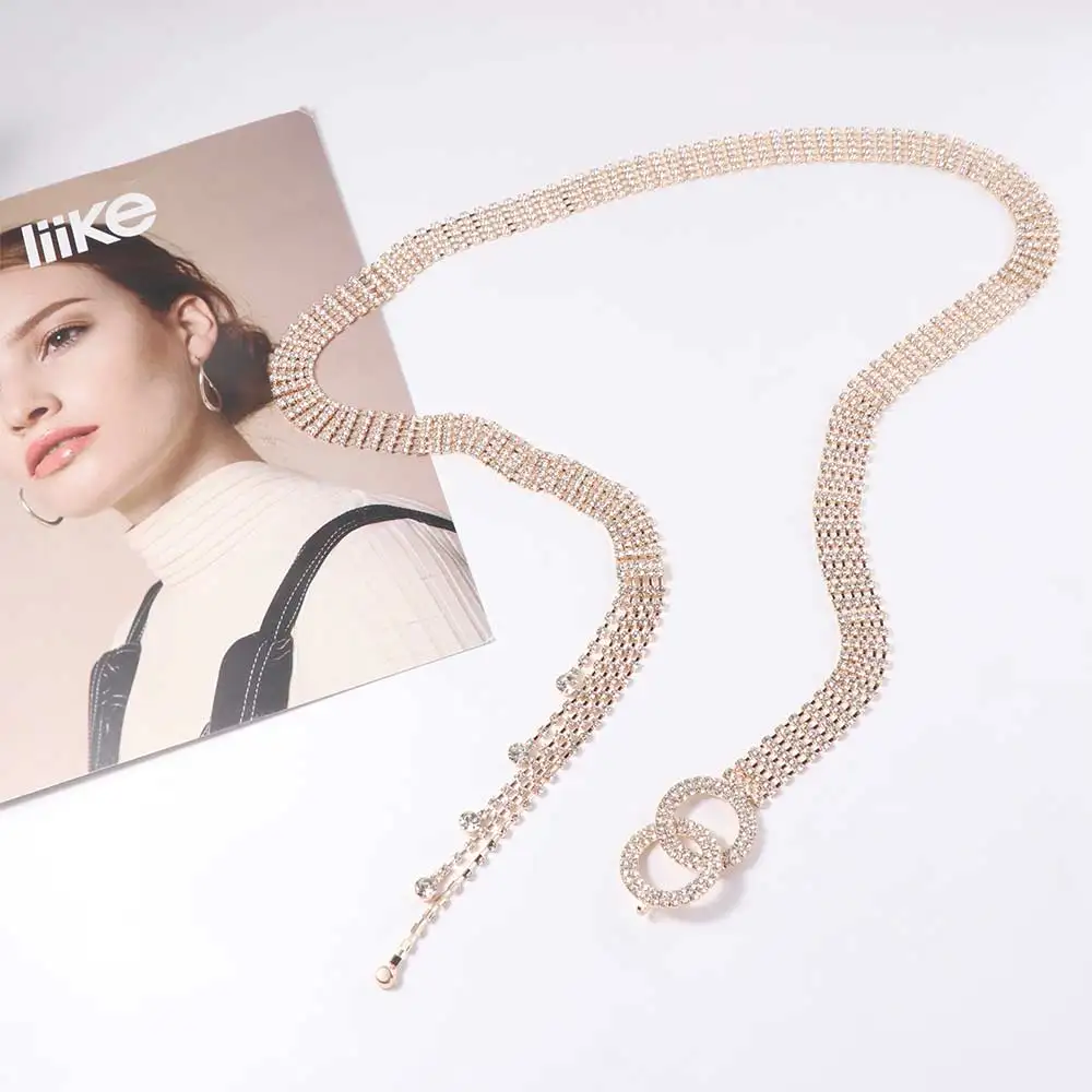

High-end Shiny Crystal Waist Chain Girdle Waistband Rhinestone Belt Fashion Waist Strap Women's Belly Chains Female