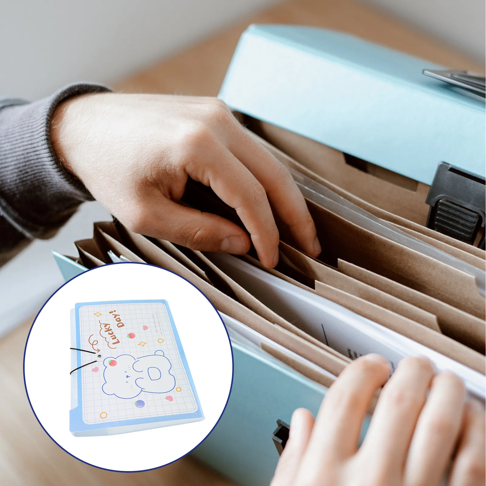 

2Pcs Large Capacity Multi-Layer Accordion File Organizer Portable Lightweight Document Storage Folder for A4 Papers Bills