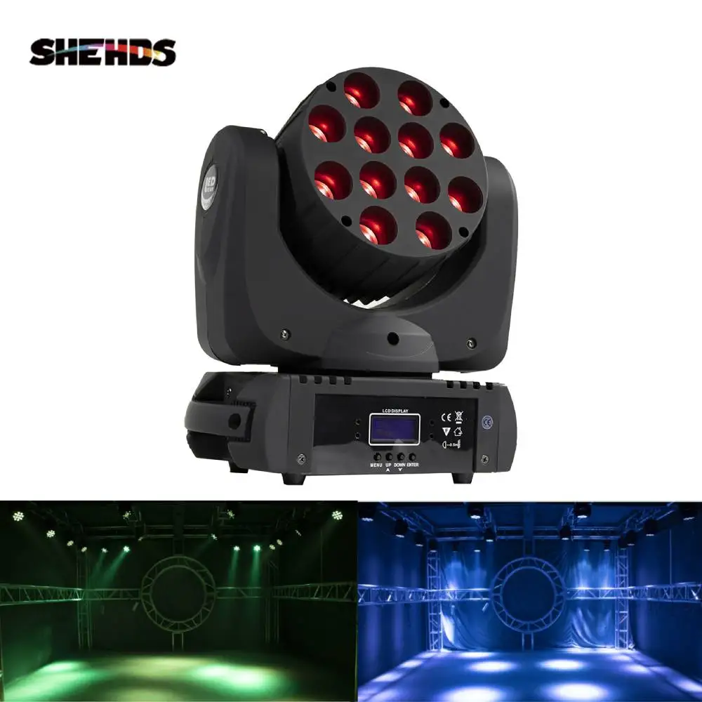 

SHEHDS 1 шт. луч светодиодный светильник 12x12 Вт RGBW с подвижной головкой и 9/16 каналами DMX для DJ Disco Bar, вечеринок, концертов, стробоскопов, караоке