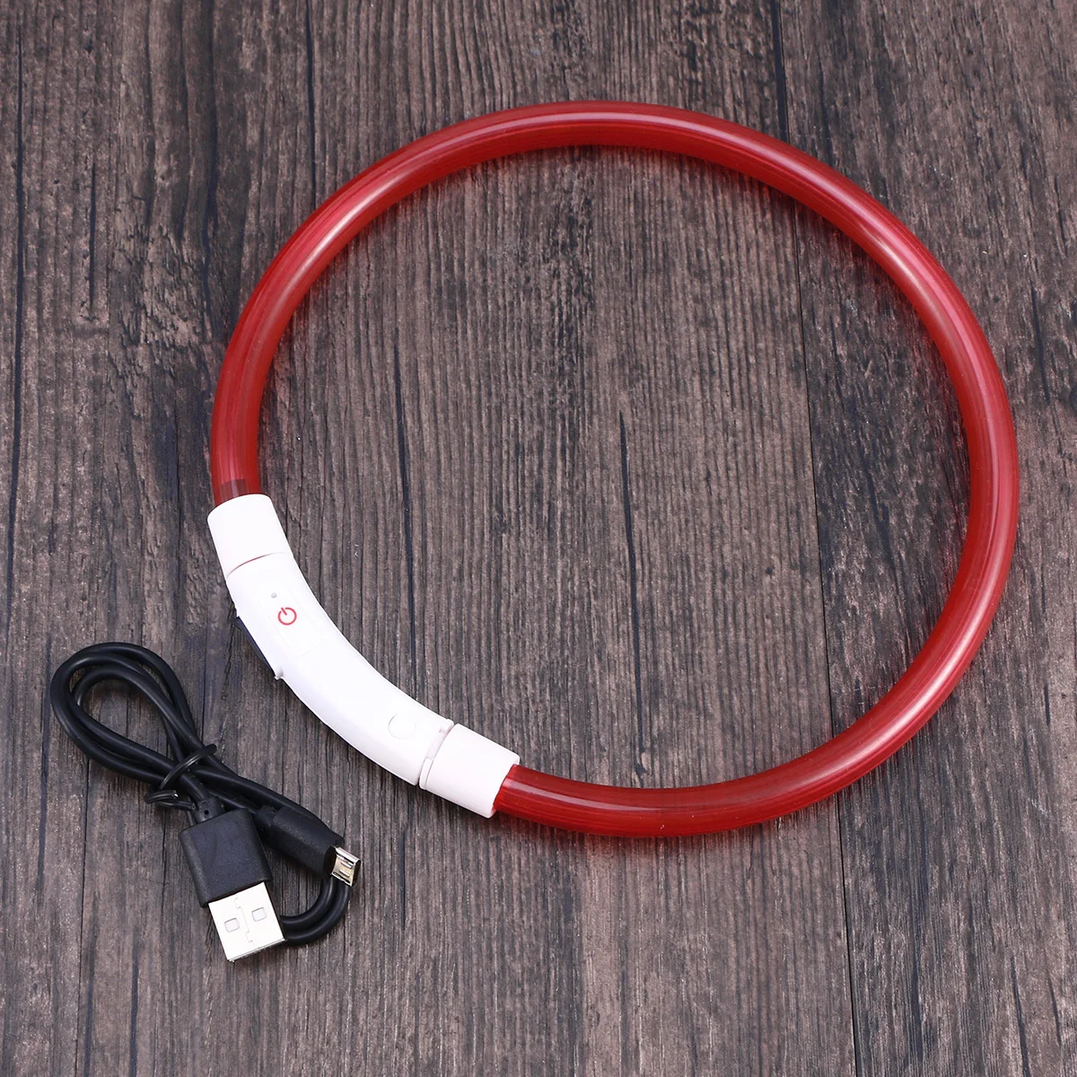 

LED Dog Collar USB Rechargeable Glowing Pet Dog Collar Night Safety 50cm Red Silicone Durable Energy-Saving Light