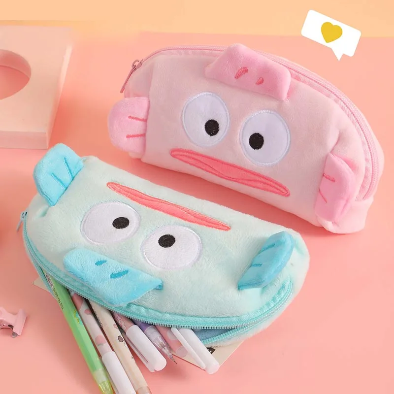 6PCS/Lot Sanrio Hangyodon Plush Bút chì hộp đựng tiền Kim loại tiền xu túi xách cung cấp cho trường văn phòng túi xách