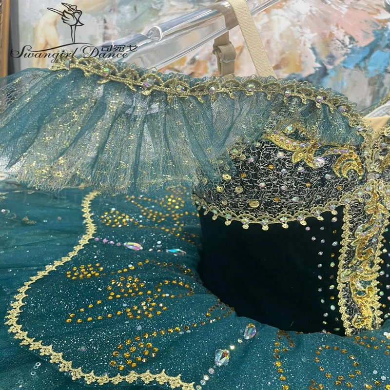 Adulto nuevo Color verde negruzco La Esmeralda profesional panqueque Ballet tutú disfraces mujer BT4400