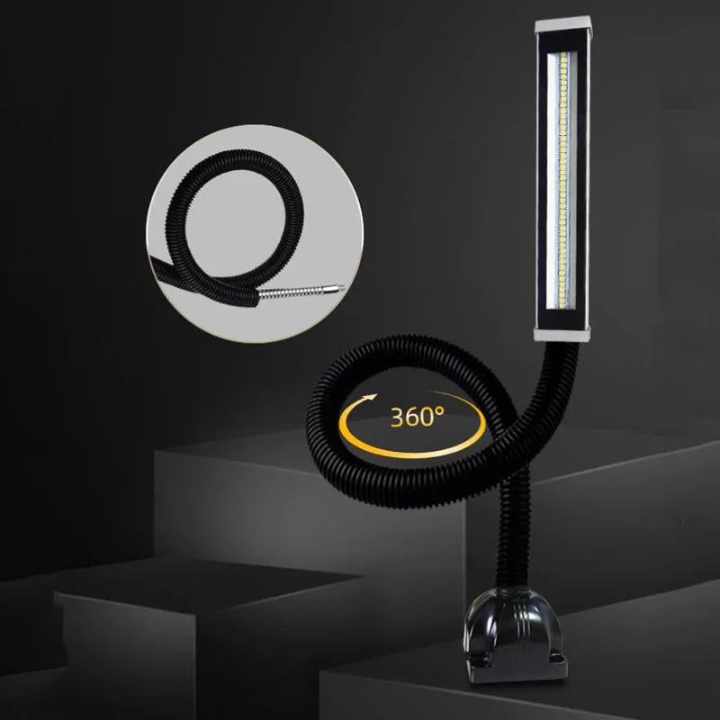 10W LED Gooseneck Lamp 500mm Arm IP67 Waterproof Oilproof Dustproof Full Metal Body AC90-240V CNC Lathe Machine Work Light