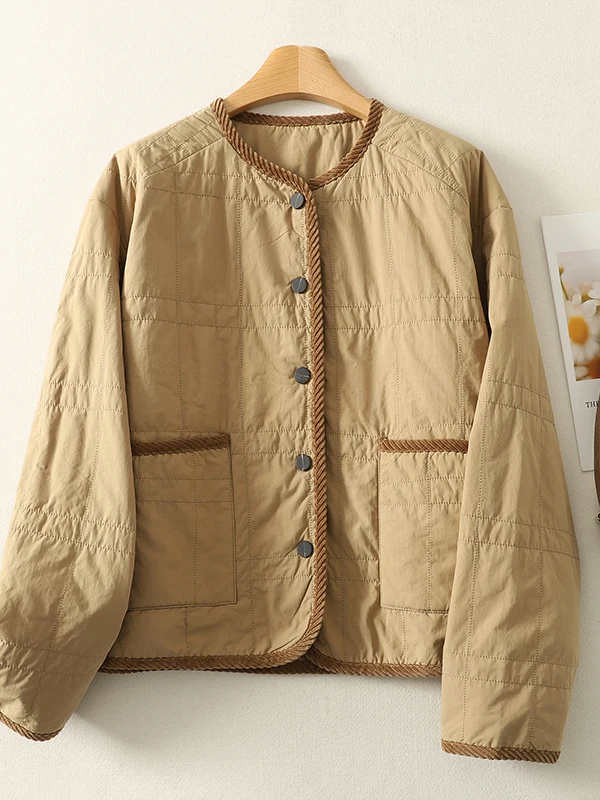 

Женская хлопковая куртка Thiened Jaet, новинка 2025, повседневная художественная свободная теплая верхняя одежда в стиле ретро, круглое пальто Ne